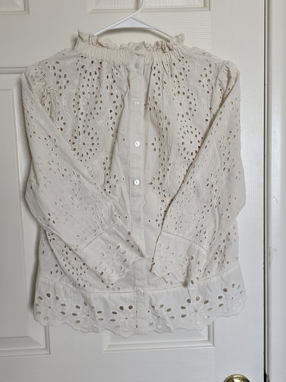 Women's Ivory Eyelet Button-Back Blouse